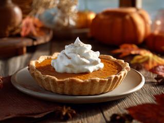 Thanksgiving Pumpkin Pie with Whipped Cream
