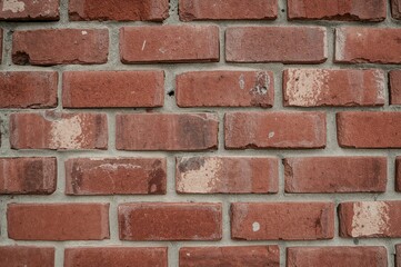 Fototapeta premium Detailed view of a partially built red brick structure
