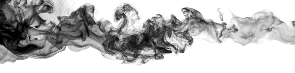 Fototapeta premium Abstract grayscale ink or smoke flowing across a white background