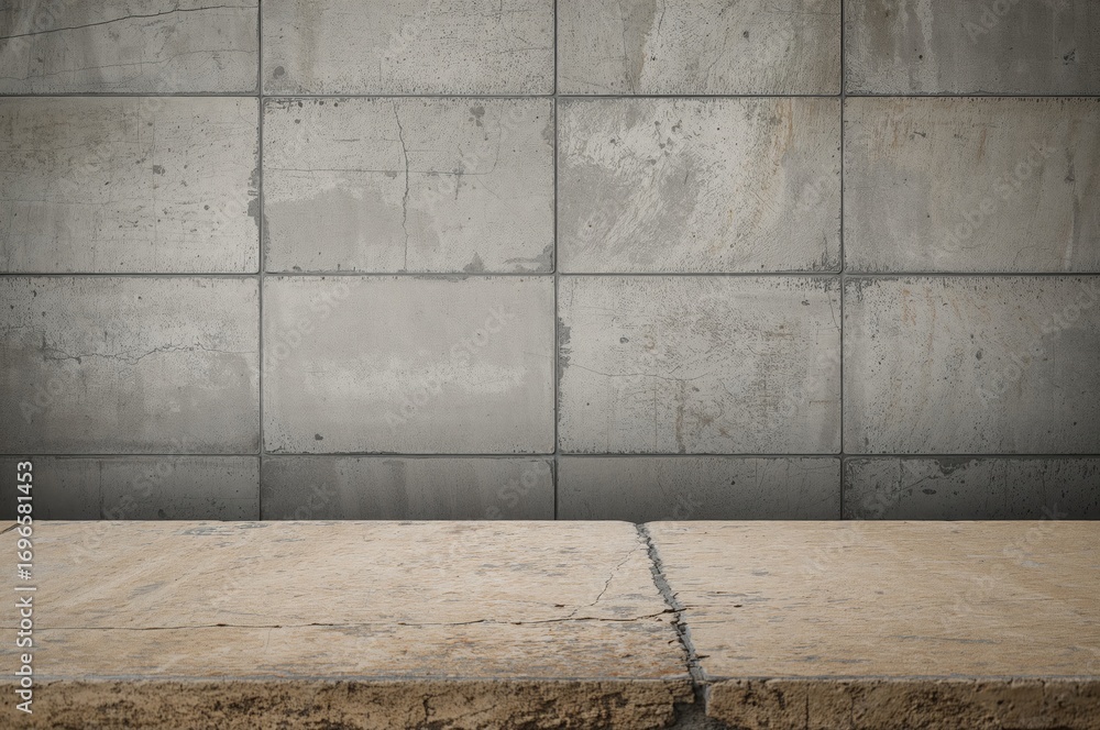 Poster close-up of weathered concrete blocks serving as a textured background with ample blank space.