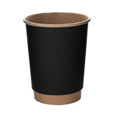 Kraft paper cup for coffee or tea, isolated on transparent background, full focus stacking for...