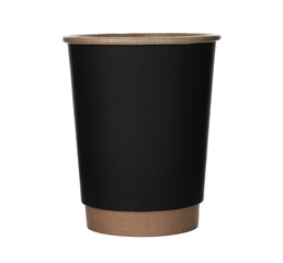 Kraft paper cup for coffee or tea, isolated on transparent background, full focus stacking for...