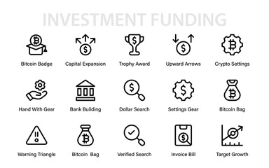 Finance and Trade Professional Line Icon Pack. Modern vector outline set for economy, profit, savings, capital, and investment growth