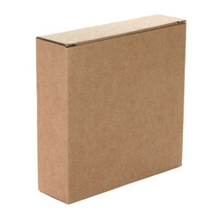 Thin kraft cardboard box, isolated on transparent background. Minimal, eco-friendly packaging...