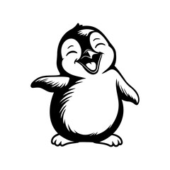 Fototapeta premium Cute Happy Penguin. Cartoon Illustration