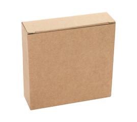 Thin kraft cardboard box, isolated on transparent background. Minimal, eco-friendly packaging...