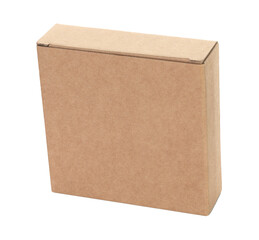 Thin kraft cardboard box, isolated on transparent background. Minimal, eco-friendly packaging...