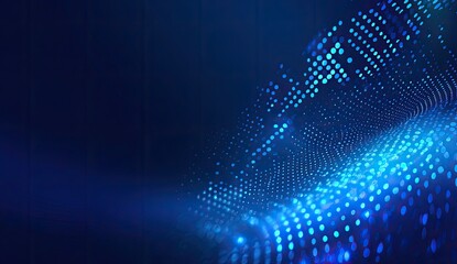 Naklejka premium Abstract digital wave of glowing dots in shades of blue