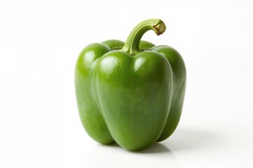 Fresh green bell pepper on a white background, isolated, natural and healthy food concept