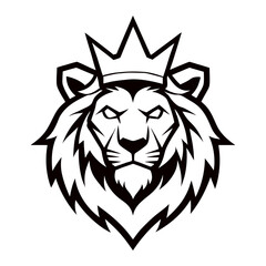 Obraz premium a lion king head with crown line art