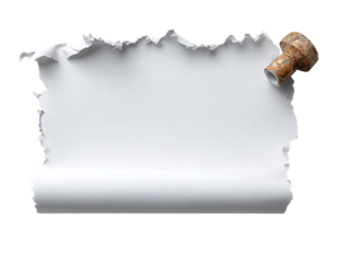 Torn paper roll isolated view