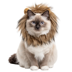 Obraz premium Playful Cat Dressed as a Lion, Indoor Setting, Pet Photography, Whimsical Vibe, Close-Up View, Adorable Concept