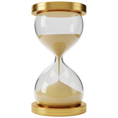 Elegant Hourglass with Golden Accents and Flowing Sand Time Passing.