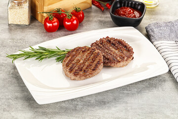 Grilled two beef burger cutlet