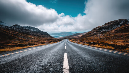Open road countryside horizon minimal calm sky clouds