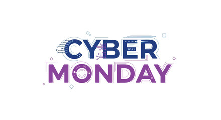 Obraz premium Cyber Monday Digital Sales Promotion with Modern Tech Design on White Background Ready for Online Promotion and Social Media Campaigns