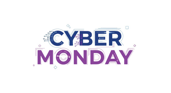 Cyber Monday Digital Sales Promotion with Modern Tech Design on White Background Ready for Online Promotion and Social Media Campaigns