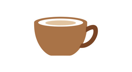 Fototapeta premium Stylized vector illustration of a warm drink in a brown ceramic cup on a white isolated background