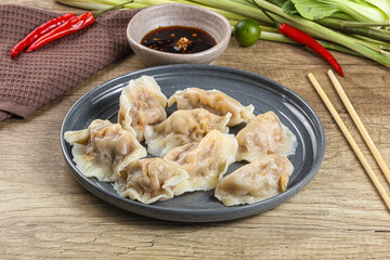 Asian steamed dumplings with meat