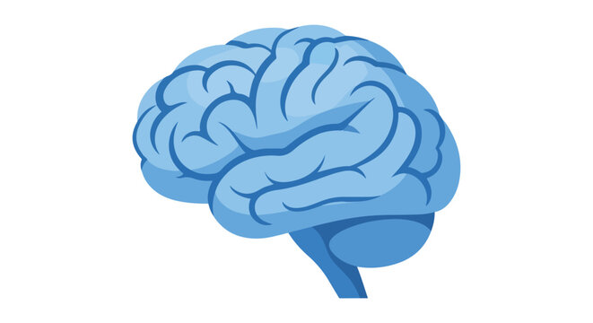 Stylized human brain illustration in serene blue hues representing intellect, learning, and neurological health on a blank backdrop enhancing focus