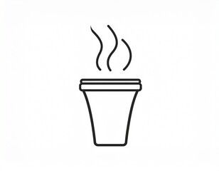 steaming hot beverage disposable coffee cup line icon