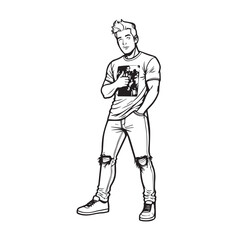 A Handsome Man Silhouette Black and White Vector Image Illustration for Modern Art and Digital Design