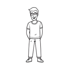 A Handsome Man Silhouette Black and White Vector Image Illustration for Modern Art and Digital Design