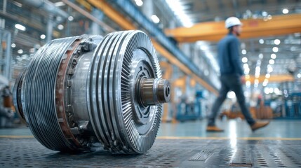 Fototapeta premium Engineering and Manufacturing Concept With Powerful Industrial Motor and Machinery Equipment
