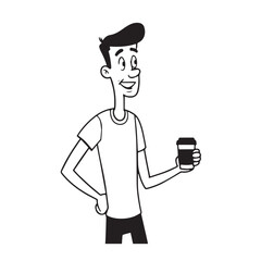 A Handsome Man Silhouette Black and White Vector Image Illustration for Modern Art and Digital Design