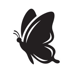 Minimalist Black Butterfly Silhouette Icon