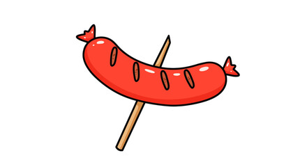 Grilled sausage food vector illustration barbecue sausage on stick tasty sausage clip art delicious food on transparent background