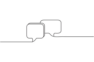 Minimal line art illustration of speech bubbles on white background, perfect for chat, messaging, and communication concepts