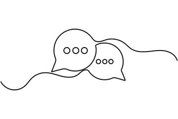Minimal line art illustration of speech bubbles on white background, perfect for chat, messaging, and communication concepts