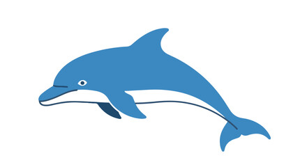 Fototapeta premium Elegant blue dolphin illustration gracefully gliding through the boundless ocean depths gracefully, isolated against a pristine white backdrop