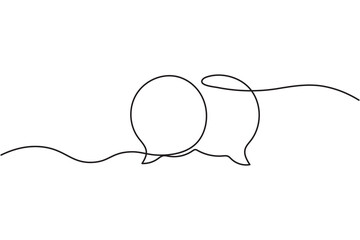 Obraz premium Minimal line art illustration of speech bubbles on white background, perfect for chat, messaging, and communication concepts