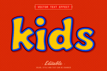 Colorful Kids Cartoon Text Effect on Red Background