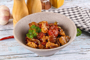 Pork with oyster sauce and vegetables