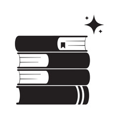 Stack of Books Illustration with Sparkling Icon