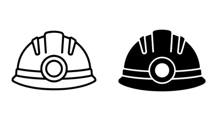 Black and White Hard Hats with Headlights