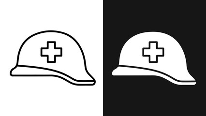 Safety Helmet with Medical Cross Icon in Inverse Colors