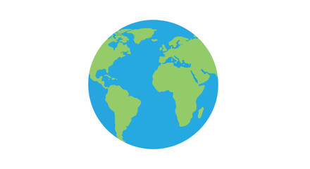 Simple Cartoon Illustration of Earth Globe Showing Continents and Oceans depiction with detailed landmass representation of the Western Hemisphere