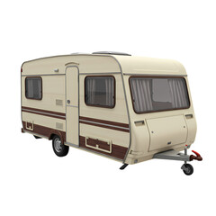 Naklejka premium Vintage Caravan Cream and Brown Retro Camper Trailer isolated on transparent background