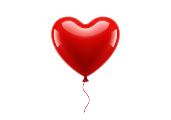 Red HeartShaped Balloon Valentines Day Romance Love Symbol isolated on transparent background