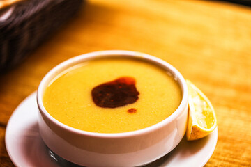 Turkish lentil cream spicy soup
