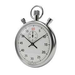 Gleaming Chrome Stopwatch with Red 60 Marking Times Relentless Passage.
