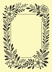 Elegant Wedding Frame Vector with Beautiful Floral Ornaments for Invitations and Cards