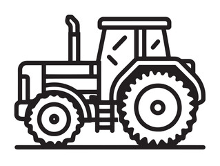 Professional Tractor Icon in Clean Minimal Farming Line Vector Illustration Design
