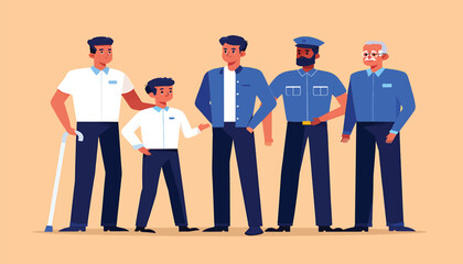 Diverse Group of Men Standing Together