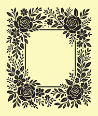 Elegant Wedding Frame Vector with Beautiful Floral Ornaments for Invitations and Cards