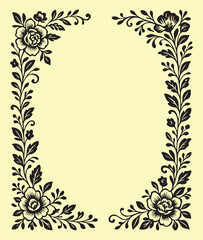 Elegant Wedding Frame Vector with Beautiful Floral Ornaments for Invitations and Cards